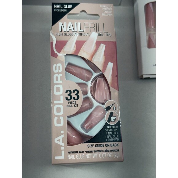 Professional False Nails - Press on Nails, Long, with Glue, color White and Red. - Picture 3 of 12